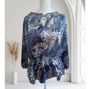Allison Brittney Blue and Silver Blouse